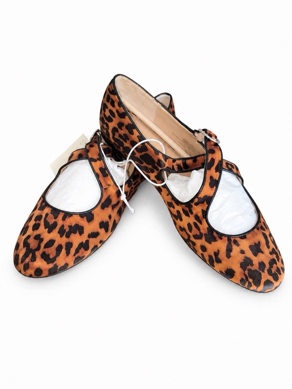 A New Day Tamsin Leopard Print Mary Jane Flats Brown Black Size 11 NWT
